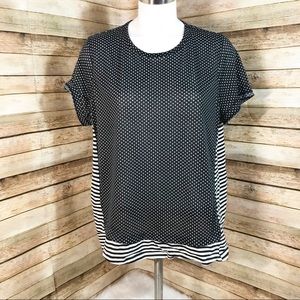 Lili’s closet Black white polka dot striped shirt